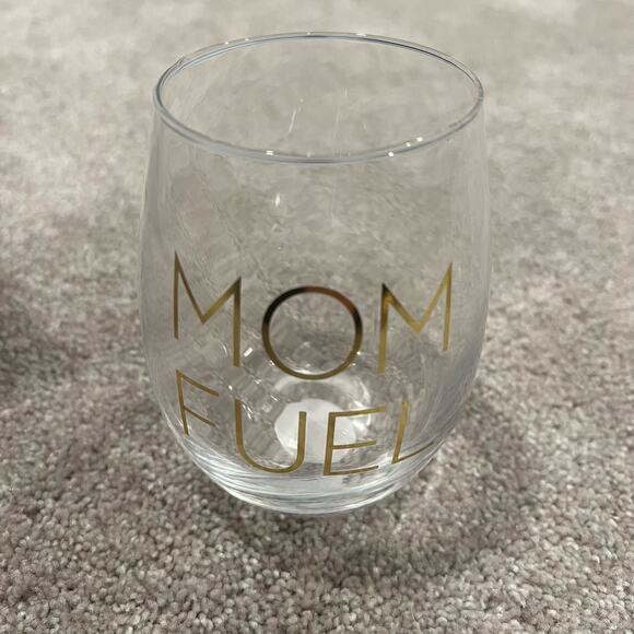 NWB Mom Fuel Cheetah Wine Glass Set Two Stemless Glasses and Cork Stopper - Picture 6 of 7